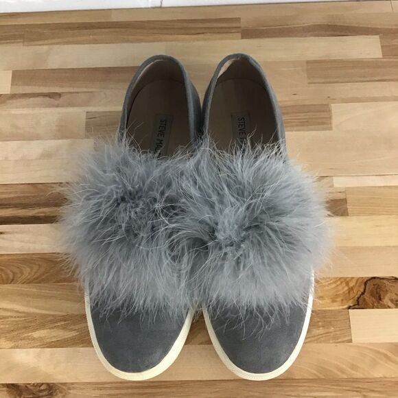 STEVE Madden flats loafers grey feathers size 8.5 - Picture 5 of 15